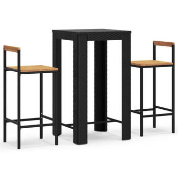 The Living Store Tuinbarset - PE-rattan - 60.5 x 60.5 x 110.5 cm - zwart