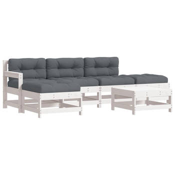 The Living Store Loungeset Grenenhout - 70.5 cm - Wit - Modulair