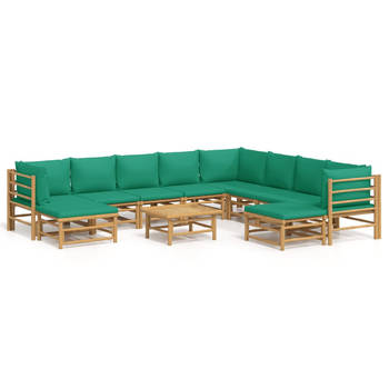 The Living Store Loungeset Bamboe - Modulair - Zitcomfort - Duurzaam - Incl - Kussens - Incl - Tafel - 16-Delig