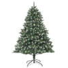 The Living Store Kerstboom Classic 180 cm - groen/wit PVC - scharnierconstructie - witte decoratiesneeuw - 32