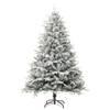 The Living Store Kunstkerstboom Groen 150 cm - Levensechte vorm - PVC/PE - Met witte sneeuw - Staal standaard