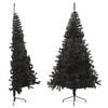 The Living Store Halve Kunstkerstboom PVC en staal - 240 cm - Zwart - 1.050 takken