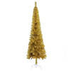 The Living Store Kerstboom Smal Goud - PVC/Staal - 120 cm - Verstelbare takken