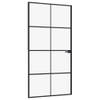 The Living Store Binnendeur Gehard Glas - 102.5 x 201.5 cm - Zwart - Smal Aluminium Frame