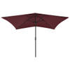 The Living Store Parasol Bordeauxrood 200x300x247 cm - Polyester en gepoedercoat staal - Met 18 LEDs