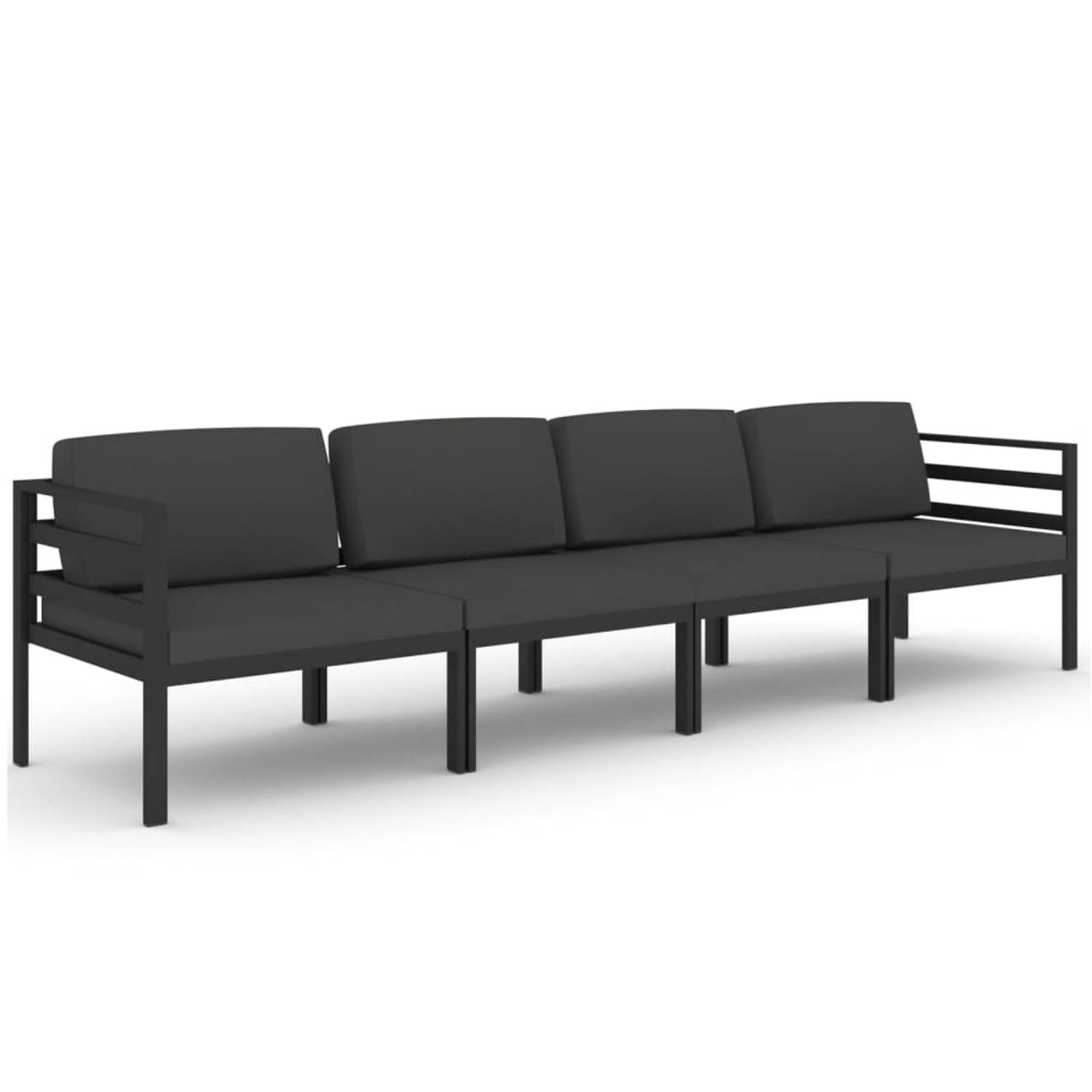 The Living Store Loungeset Modulair - Aluminium - Antraciet - 70x70x64.5cm - Inclusief kussens