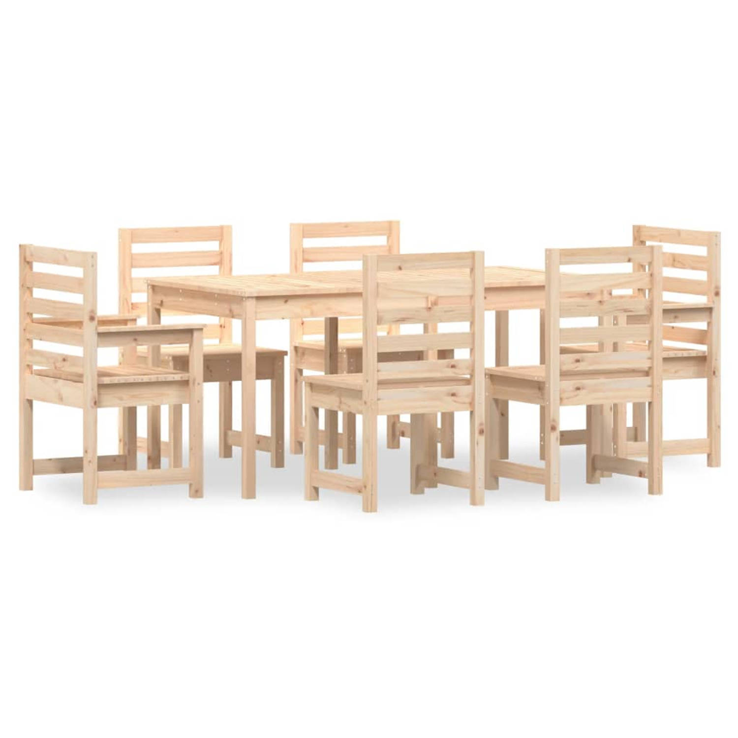 The Living Store Houten tuinset - Eethoek 159.5x82.5x76cm - Massief grenen - Comfortabele zit - Geschikt voor balkon - veranda - terras - Inclusief 4 tuinstoelen en 2 tuinstoelen m