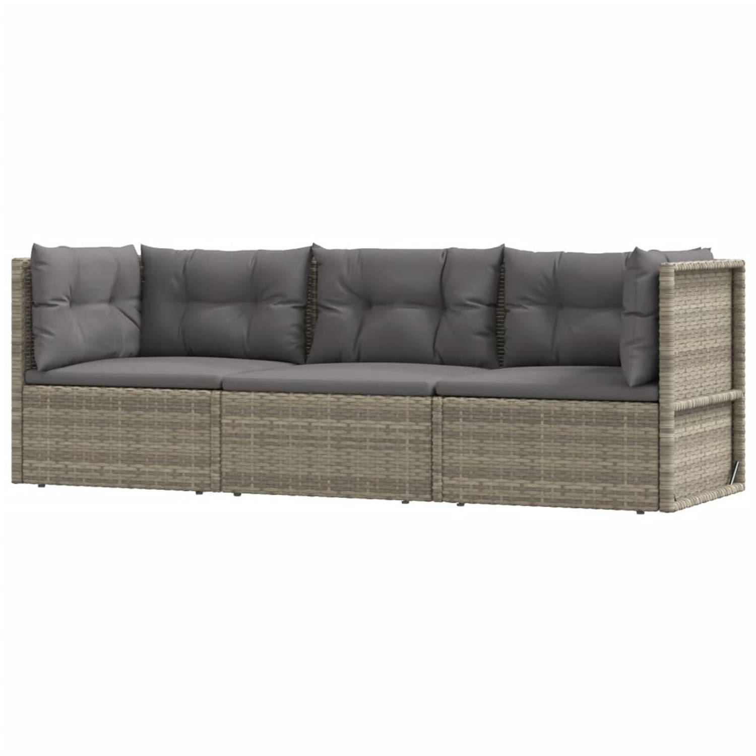 The Living Store Loungeset Luxe Grijs - Hoekbank 54x54x24.5/38/50/55 cm - Middenbank 54x54x55 cm - Inclusief 2 hoekbanken - 1 middenbank - 3 zitkussens - 3 grote rugkussens en 2 kl