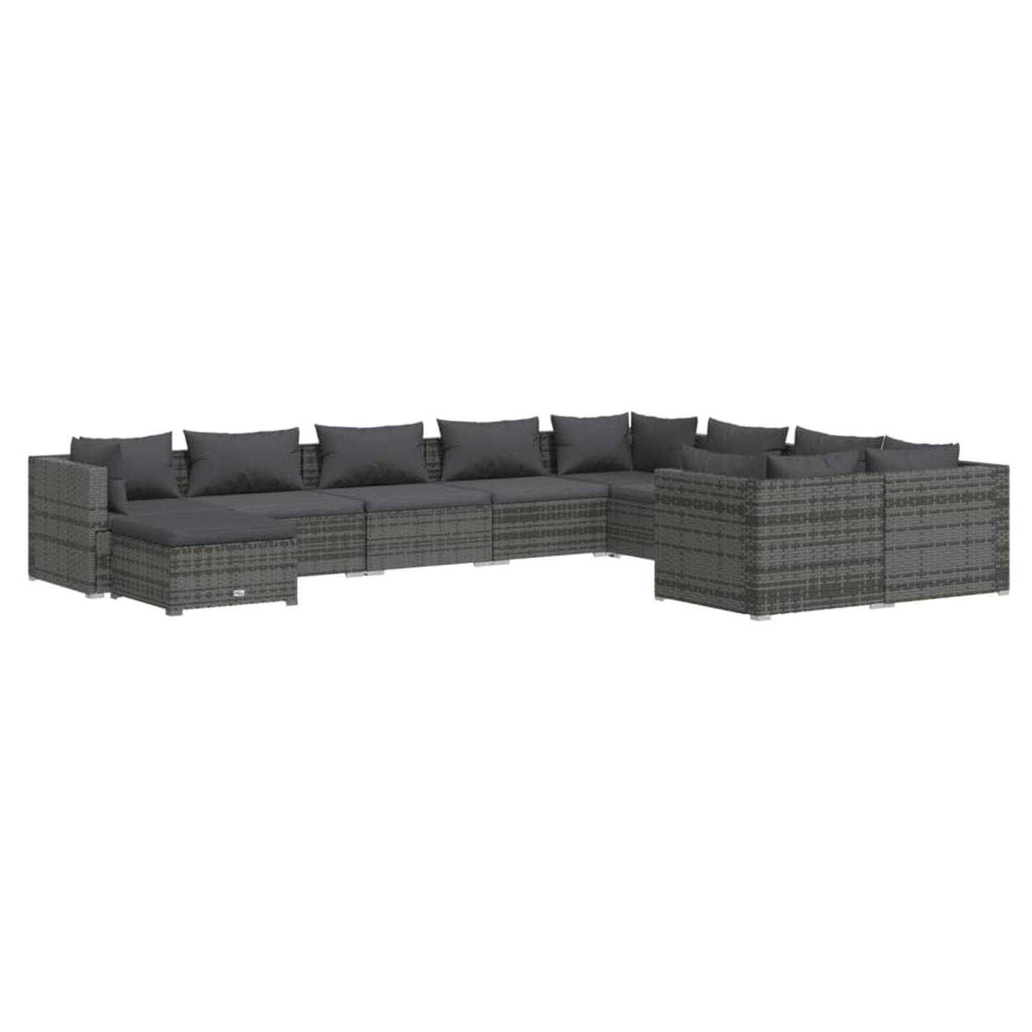 The Living Store Poly Rattan Loungeset - Grijs - 70 x 70 x 60.5 cm - PE Rattan