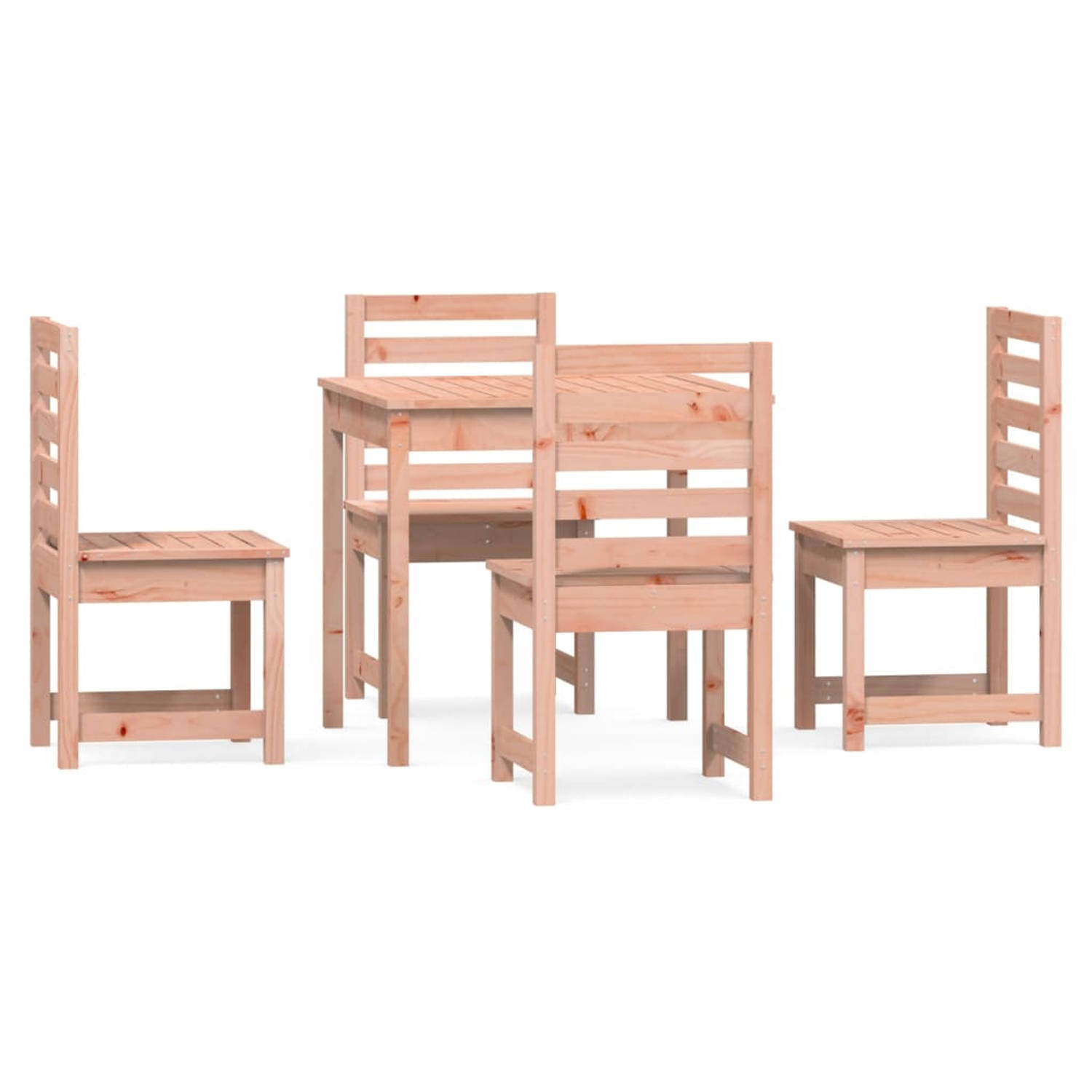 The Living Store Tuinset Douglas Hout - Tafel 82.5x82.5x76 cm - Stoel 50x48x91.5 cm - 4x tuinstoel - 1x tafel