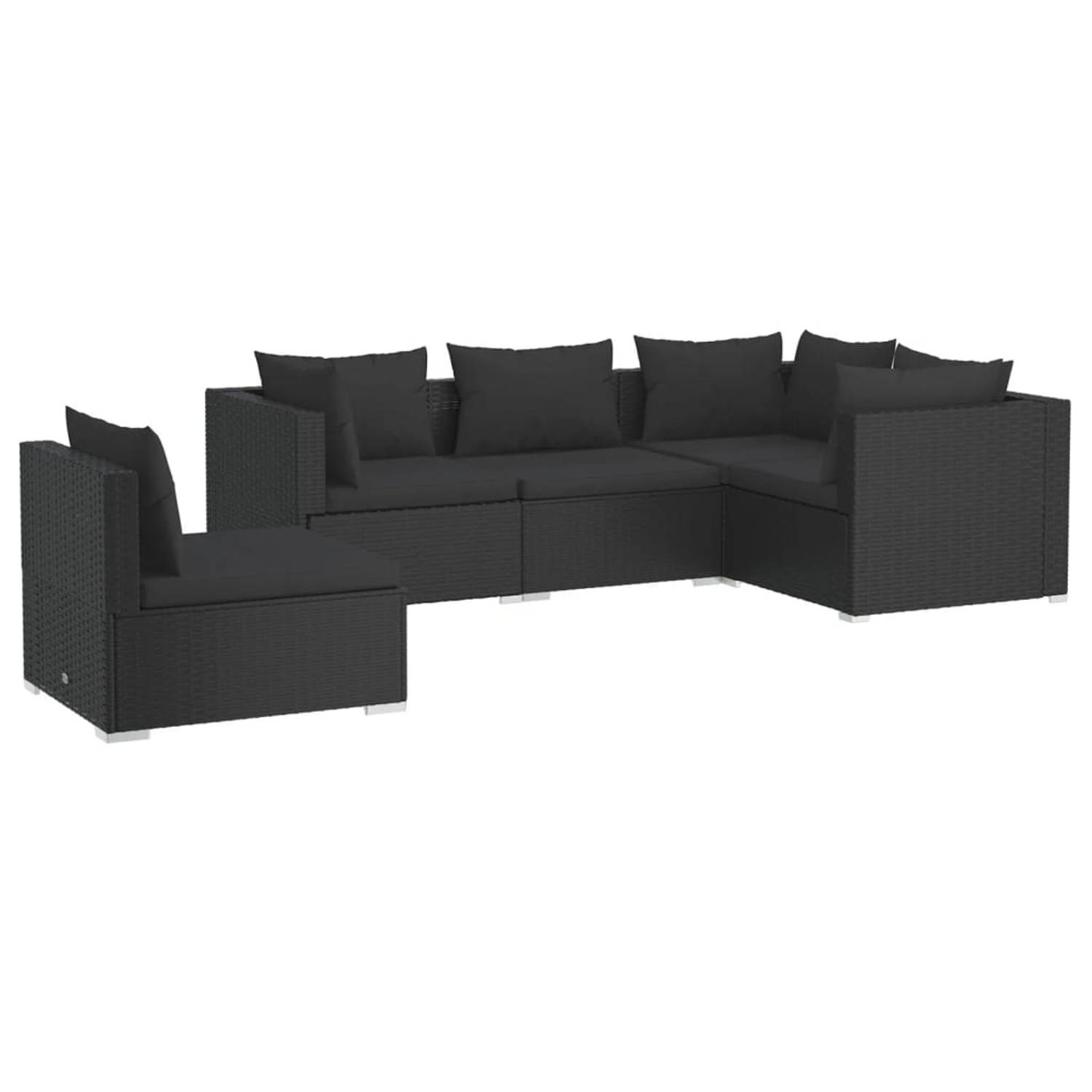 The Living Store Loungeset - Trendy - Tuinmeubelen - 70x70x60.5 cm - zwart