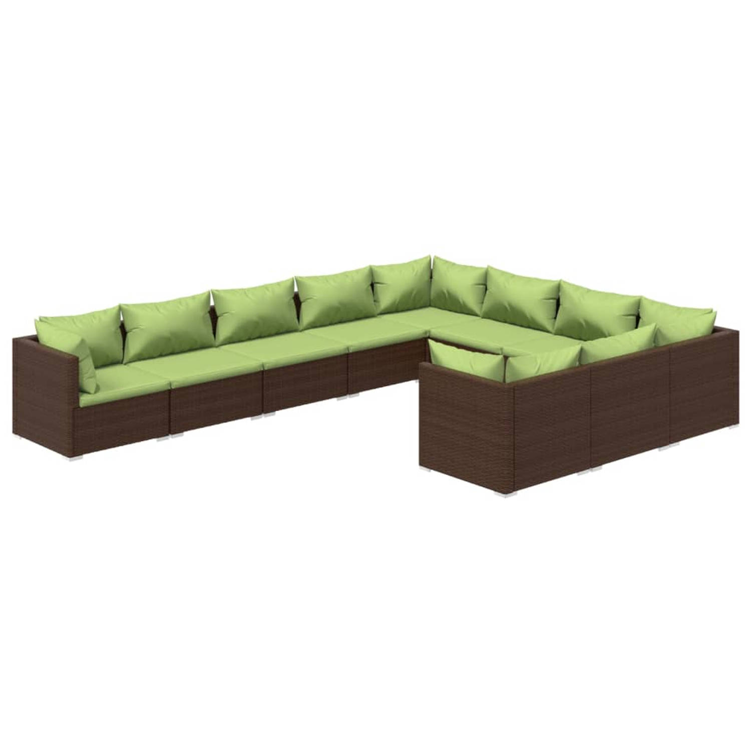 The Living Store Loungeset - Poly rattan - Bruin - 70x70x60.5 cm - Weerbestendig - Stevig frame - Comfortabele kussens