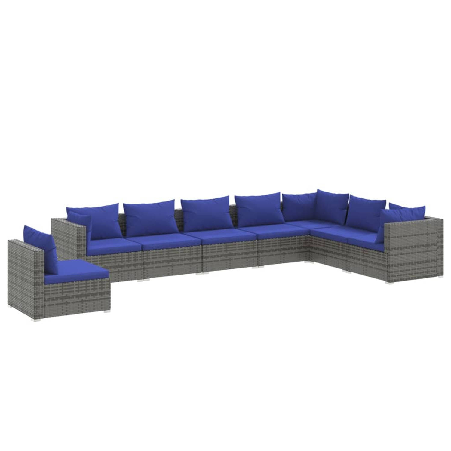The Living Store Loungeset - Grijs - PE-rattan - Stevig frame - Hoogwaardig materiaal - Modulair design - Toegevoegde zitcomfort