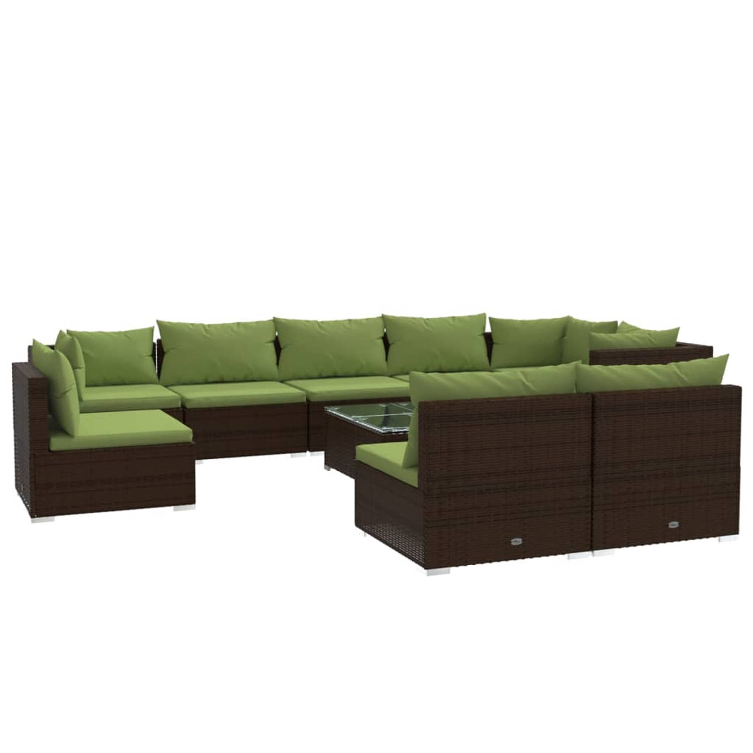 The Living Store Loungeset Poly Rattan - Modulair Design - Bruin - 60 x 60 x 30 cm - Waterbestendig