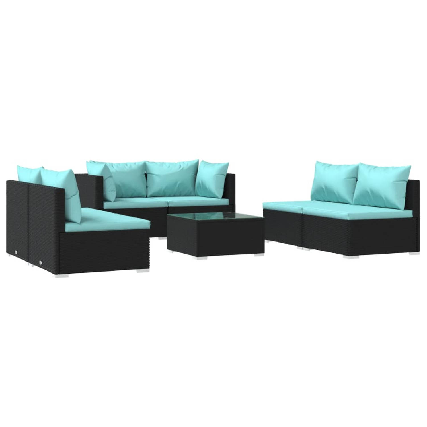 The Living Store Loungeset Hoekbank - Zwarte Tuinmeubelen - 70x70x60.5 cm