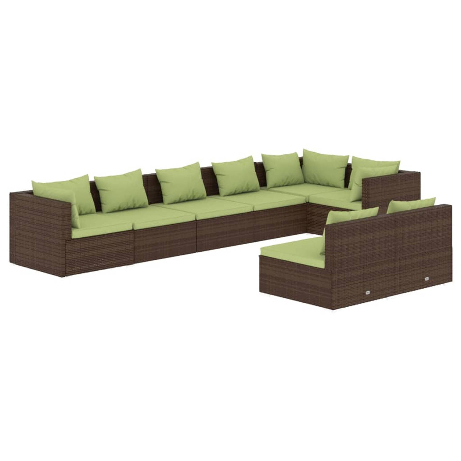 The Living Store loungeset poly rattan - bruin - modulair design - waterbestendig - inclusief kussens