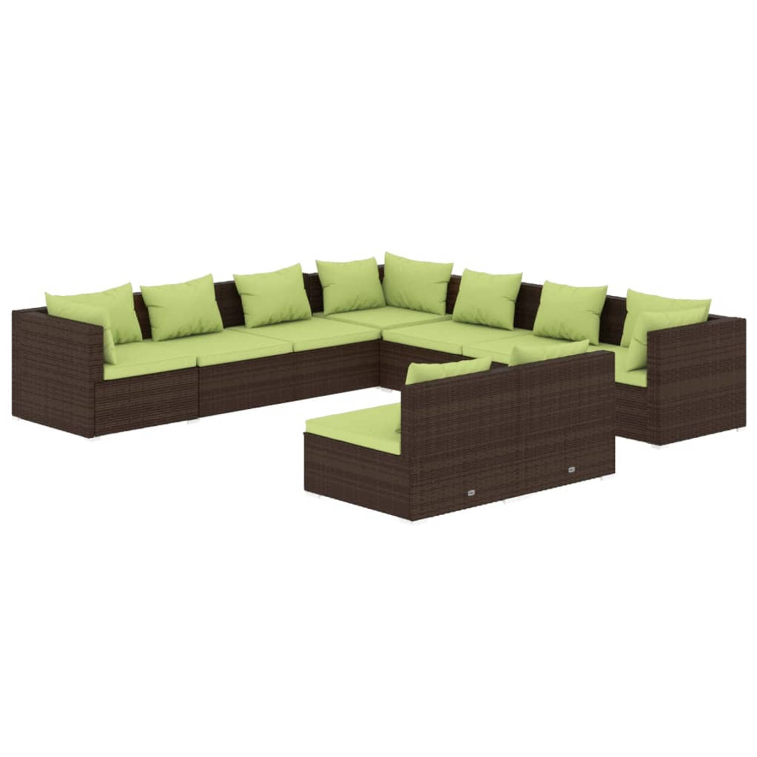 The Living Store Loungeset Poly Rattan - Bruin - 70x70x60.5 cm - Waterbestendig