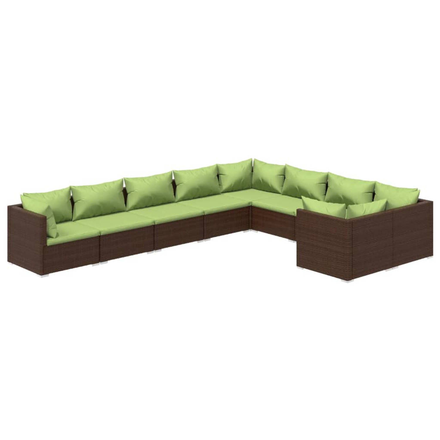 The Living Store Loungeset Bruin PE-rattan - 70x70x60.5 cm - Met kussens