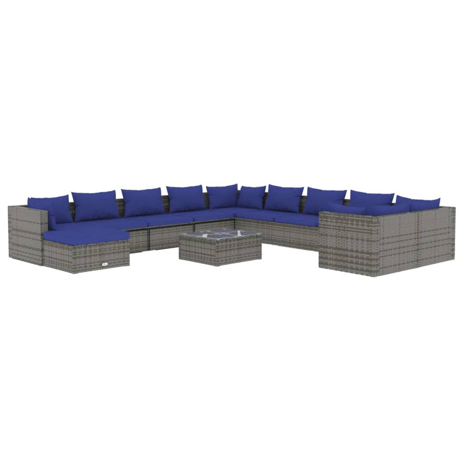 The Living Store Klassieke Poly Rattan Loungeset - Grijs - 70 x 70 x 60.5 cm - Weerbestendig