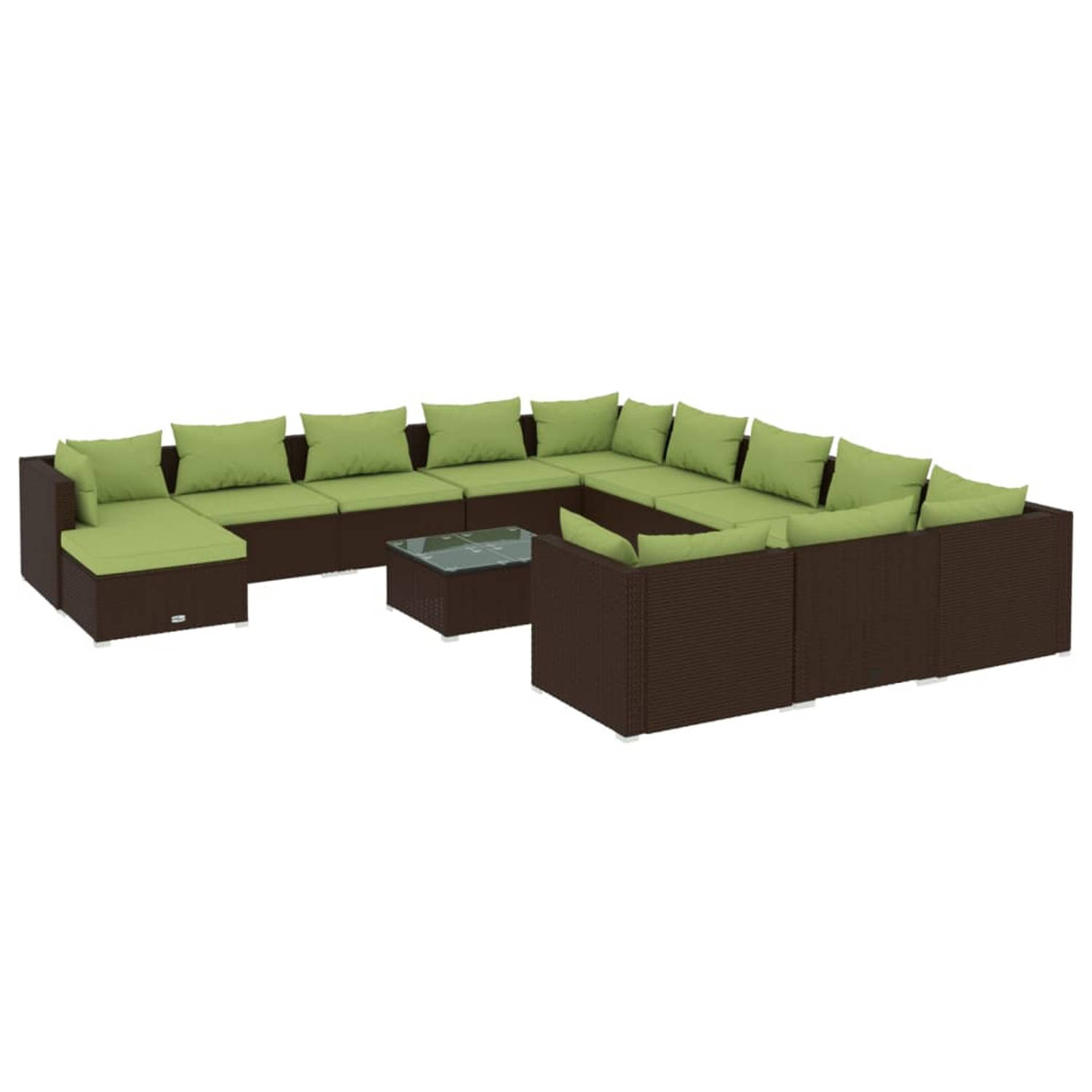 The Living Store Poly Rattan Loungeset - Bruin - Modular Design - Hoogwaardig Materiaal - Comfortabele Kussens - Stevig Frame