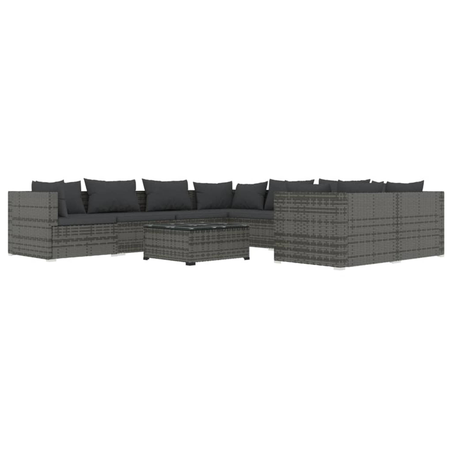 The Living Store Loungeset Poly Rattan - Grijs - 70x70x60.5 cm - Modulair Design