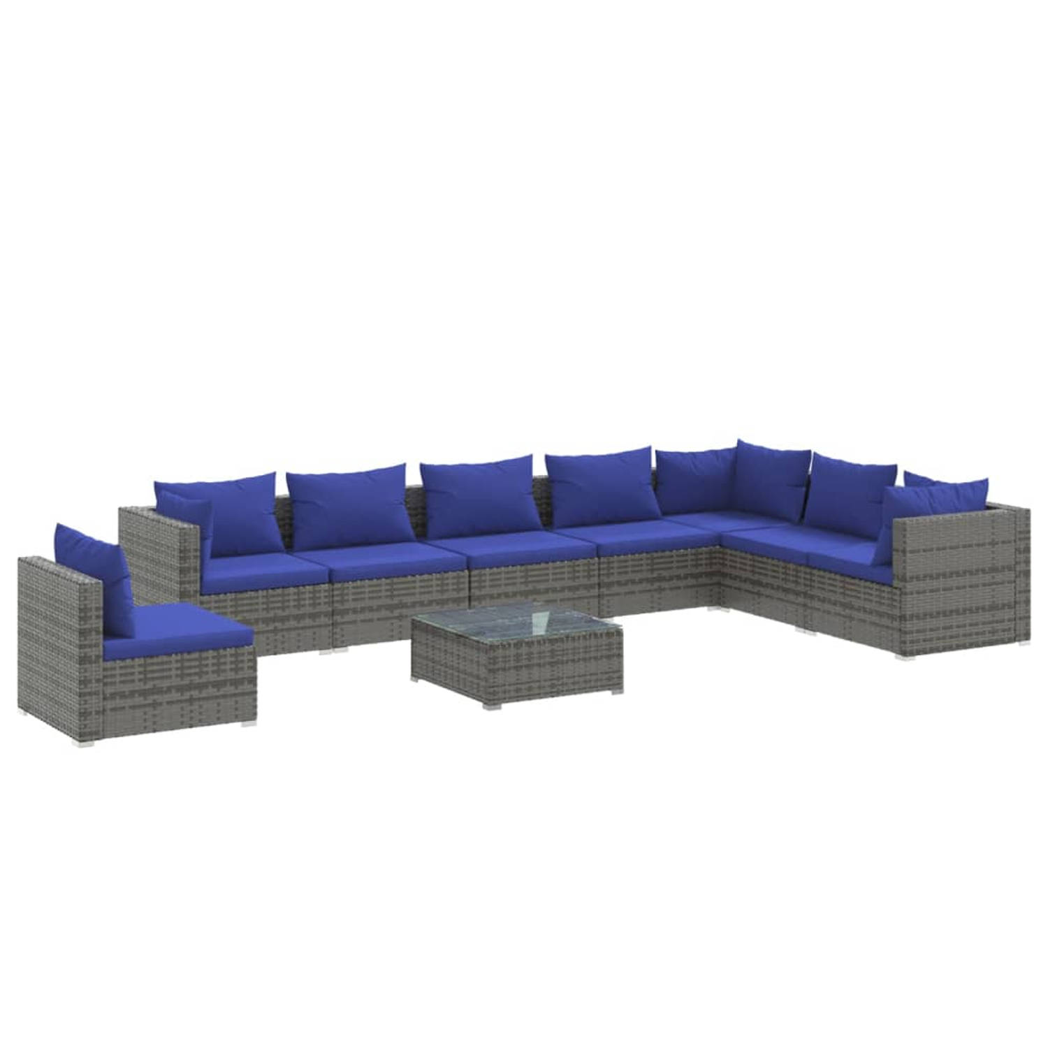The Living Store Loungeset - Trendy - Tuinmeubelset - 70x70x60.5 - Grijs - Waterdicht PE-rattan