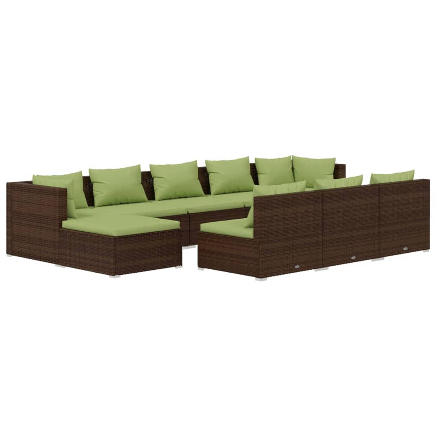 The Living Store Loungeset Modular Brown - PE-rattan - Waterproof - Sturdy Frame