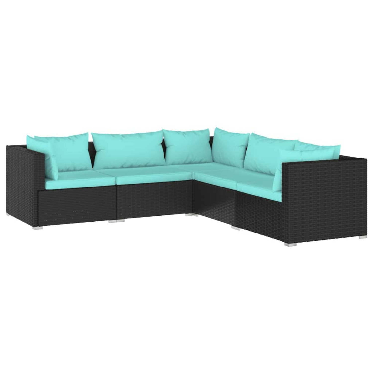 The Living Store Loungeset - Trendy - Tuinmeubelset - 70x70x60.5 cm - Stevig frame - waterdicht PE-rattan - modulair