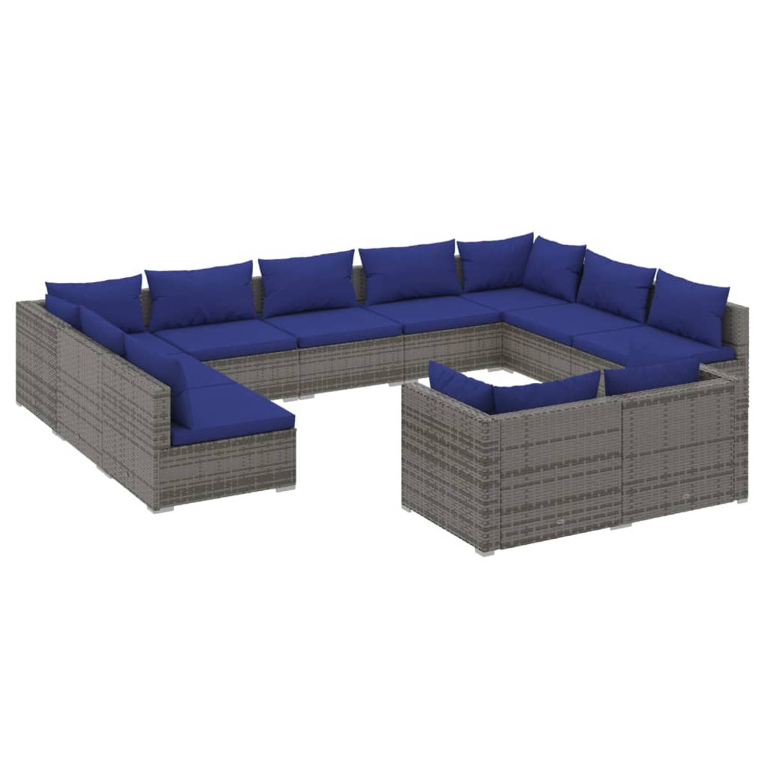 The Living Store Loungeset Modular - Grijs - PE-rattan - Stevig frame