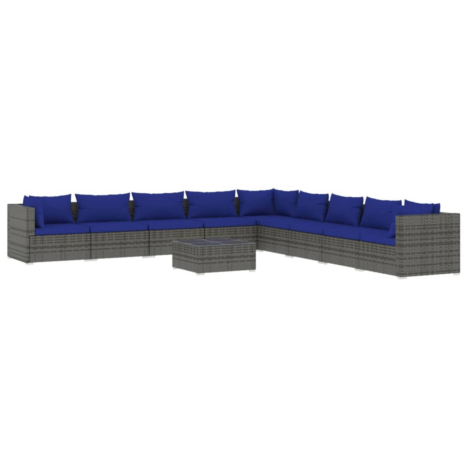 The Living Store Loungeset - Grijs - Modulair design - Stevig frame - Hoogwaardig materiaal