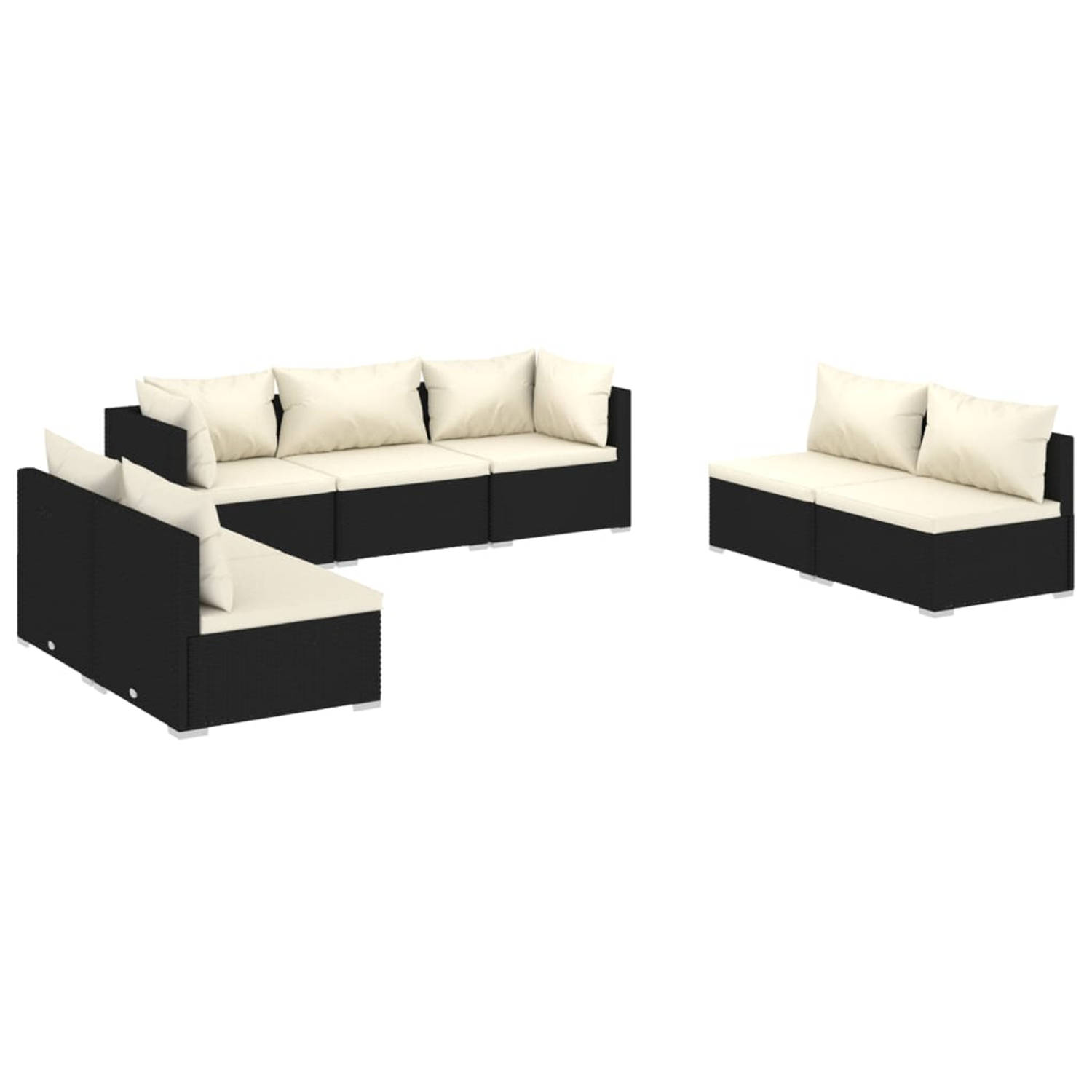 The Living Store Loungeset - Trendy - Tuinmeubelen - 70x70x60.5 cm - Zwart PE-rattan