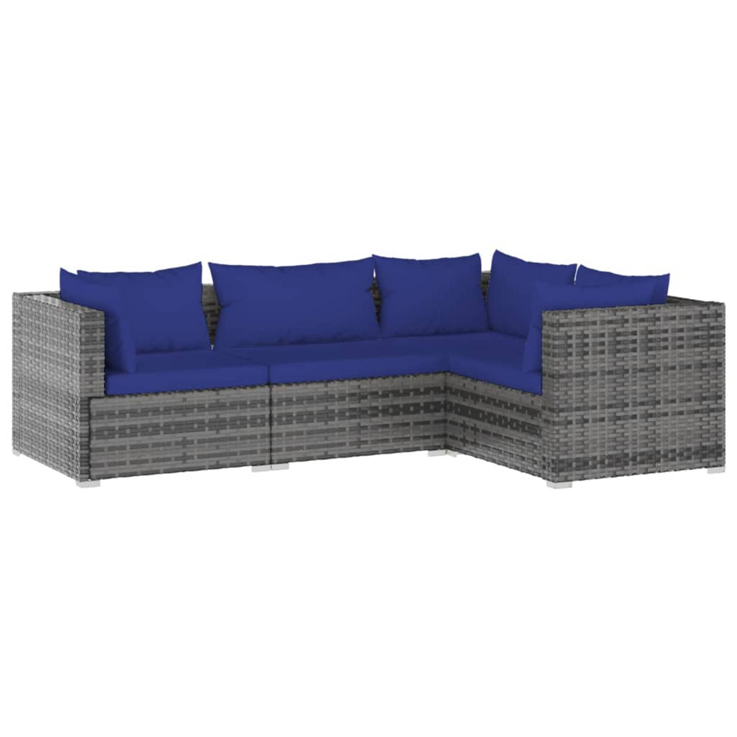The Living Store Loungeset - Grijs - 3 hoekbanken - 1 middenbank - comfortabele kussens - modulair design