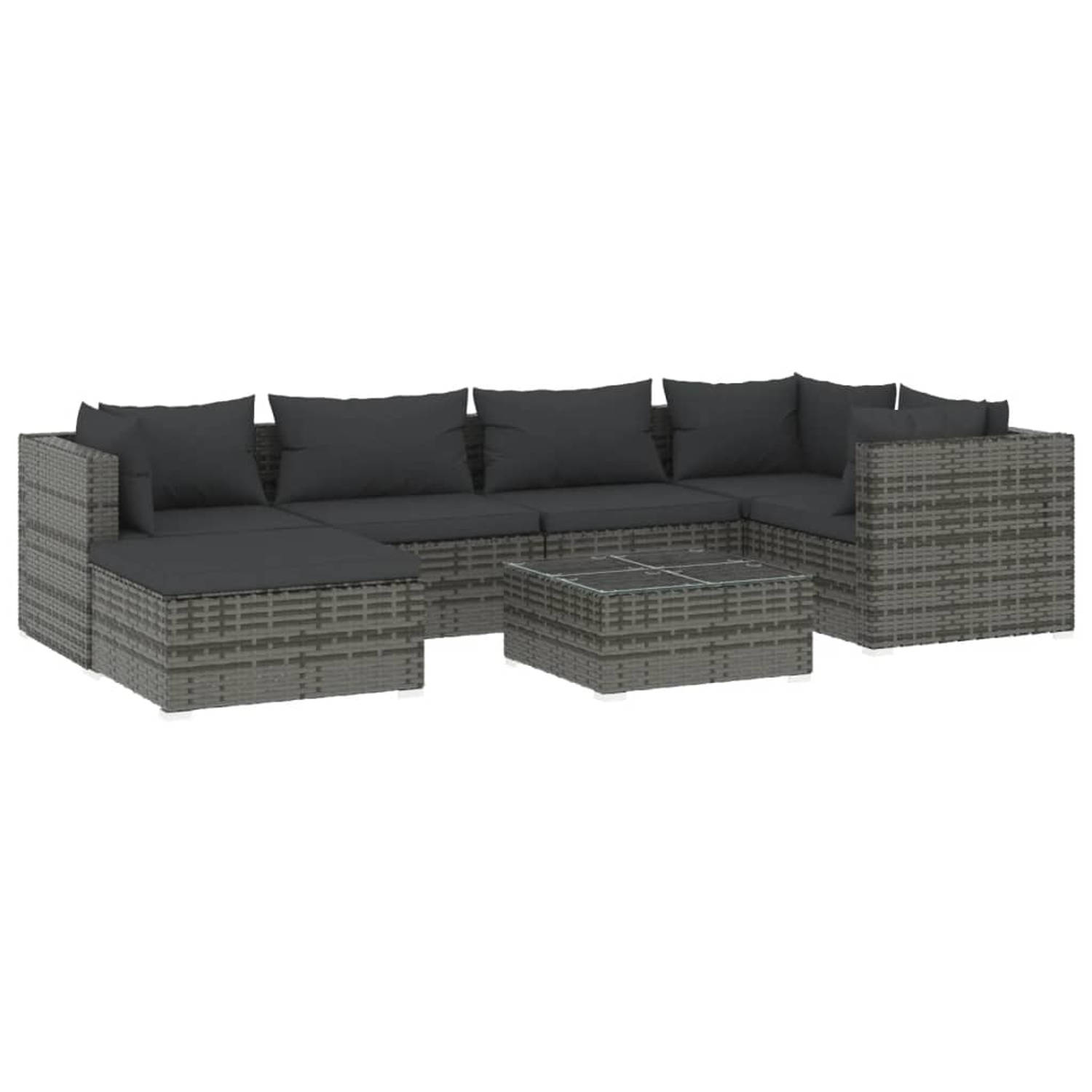 The Living Store Poly Rattan Tuinset Hoekbank - Grijs - 70x70x60.5cm - Modulair design