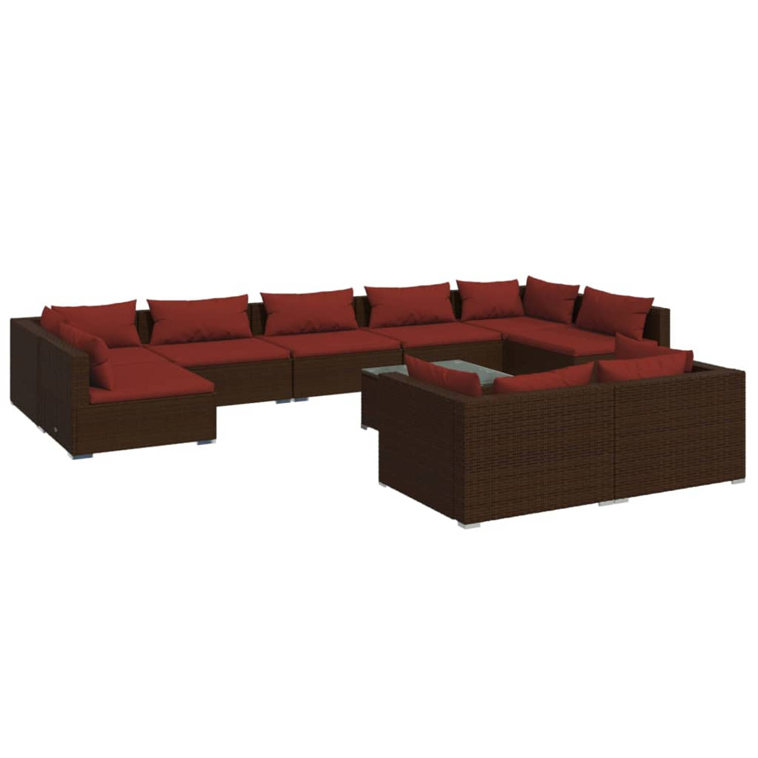 The Living Store Loungeset Brown 5x Middlebank + 4x Cornerbank