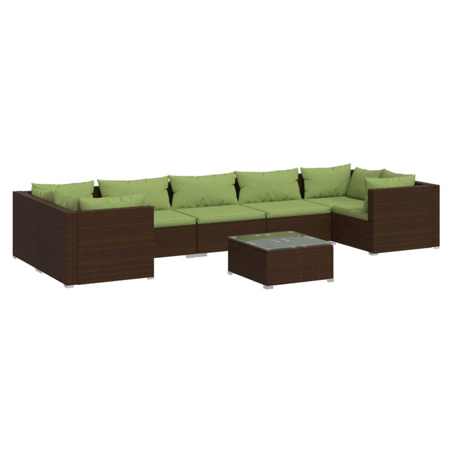 The Living Store Poly rattan tuinset bruin - Modulair design - Hoogwaardig materiaal - Stevig frame - Comfortabele kussens