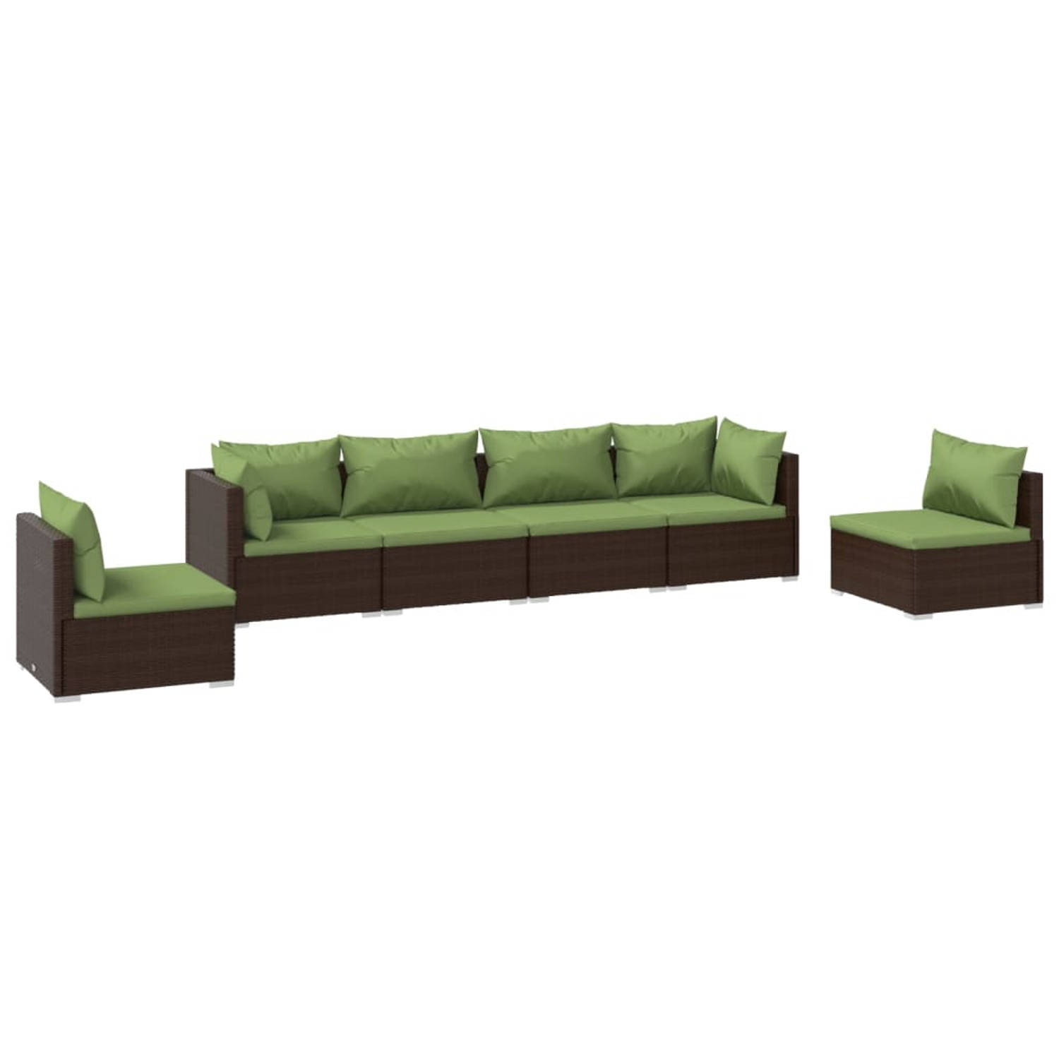 The Living Store Loungeset - Bruin PE-rattan - Modulair design - Stevig frame - Hoogwaardig materiaal - Toegevoegd zitcomfort