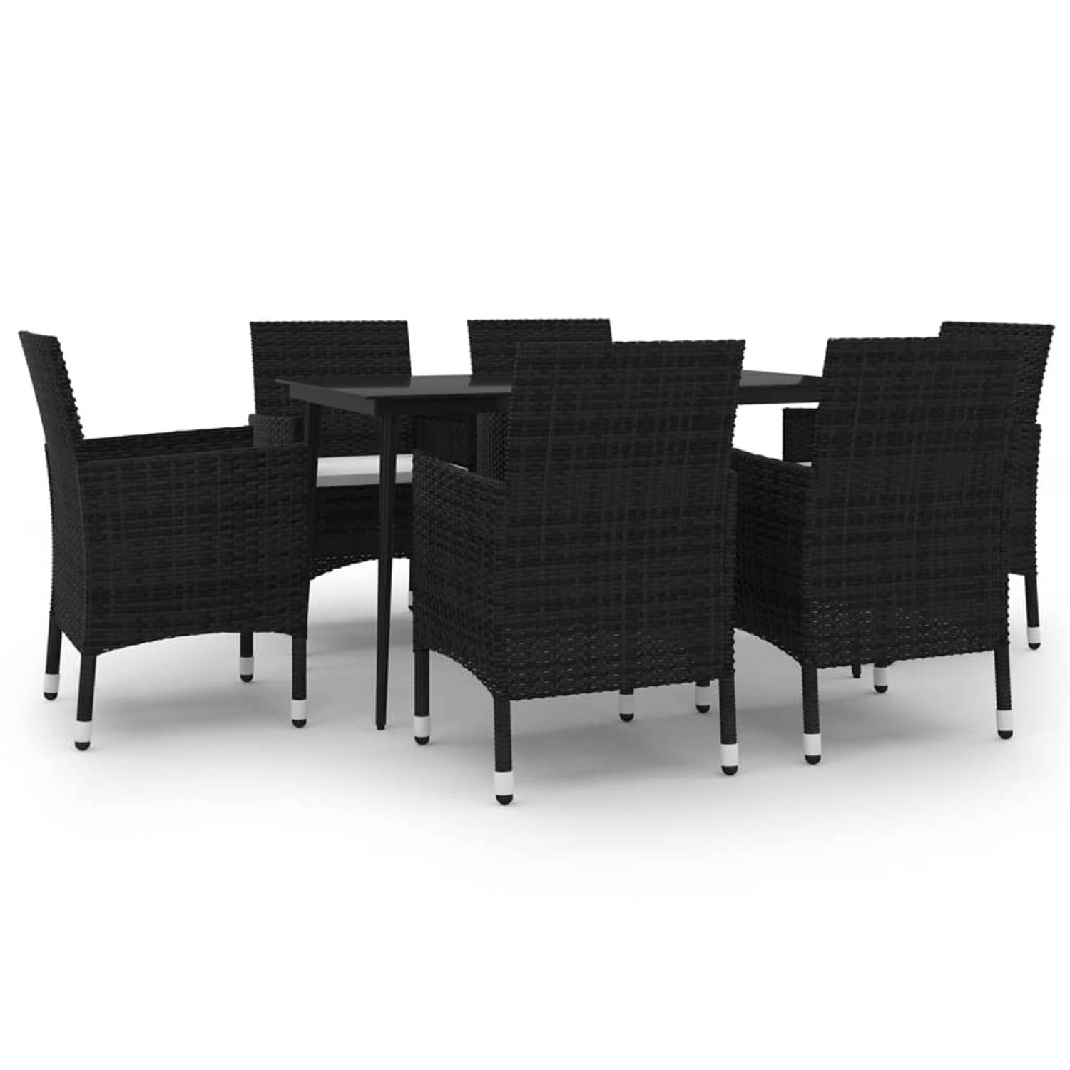 The Living Store Eethoek - Tuinmeubelset - Poly rattan - 140 x 70 x 74 cm - Zwart