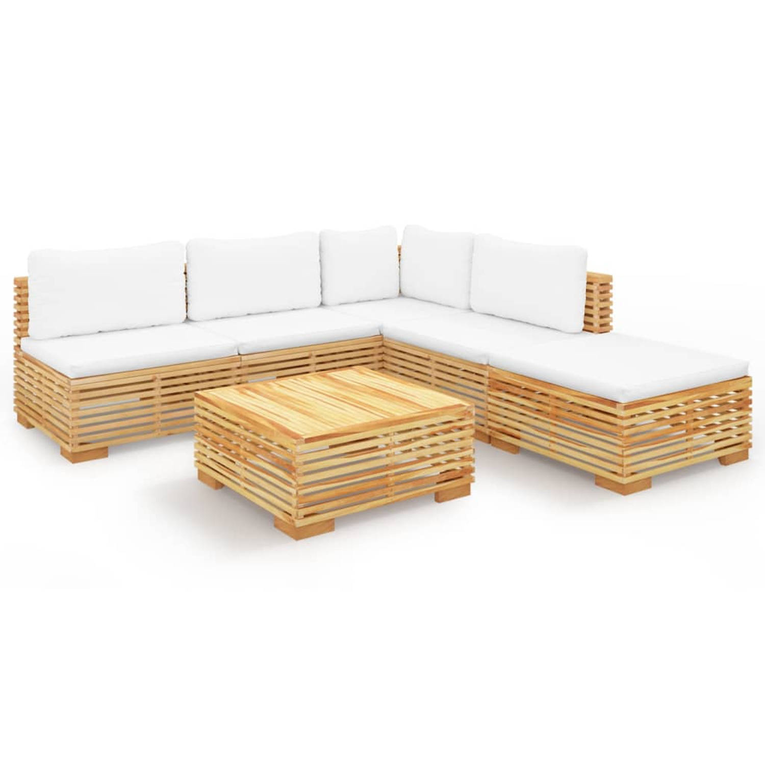 The Living Store Loungeset Teakhout - 69.5 x 69.5 x 60 cm - Comfortabel kussen - Praktisch ontwerp - Inclusief
