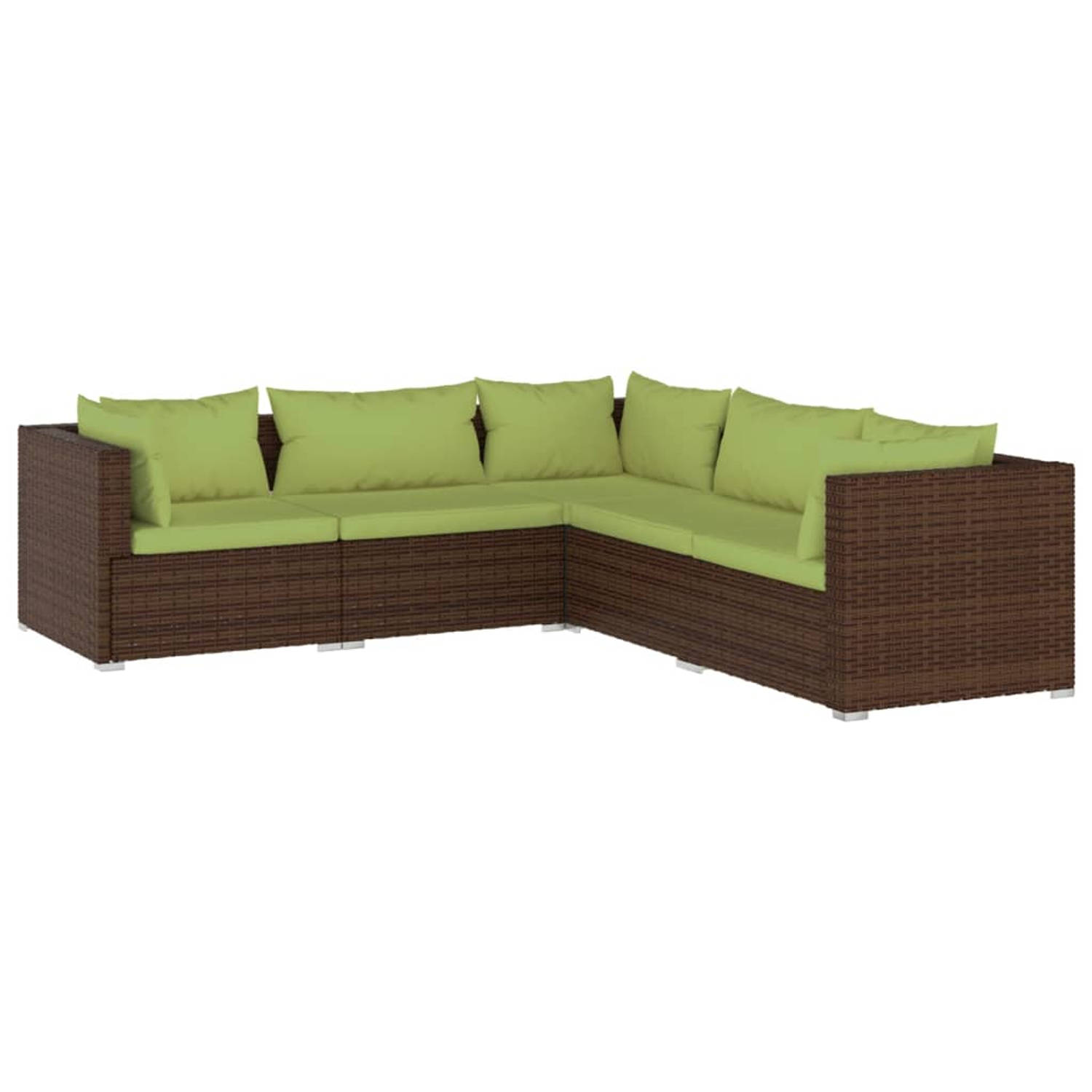 The Living Store Loungeset Bruin PE-Rattan - 70x70x60.5 cm - Waterdicht - Modulair