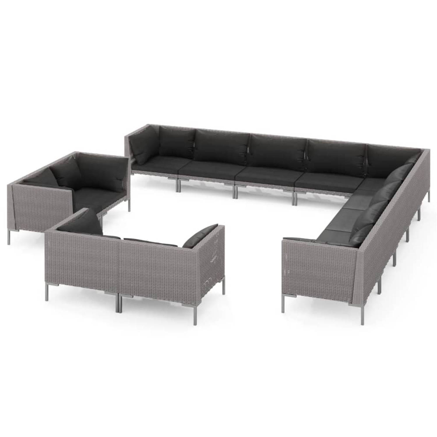 The Living Store Loungeset - Classic s - Buitenmeubelen - 70x70x61 cm - Donkergrijs