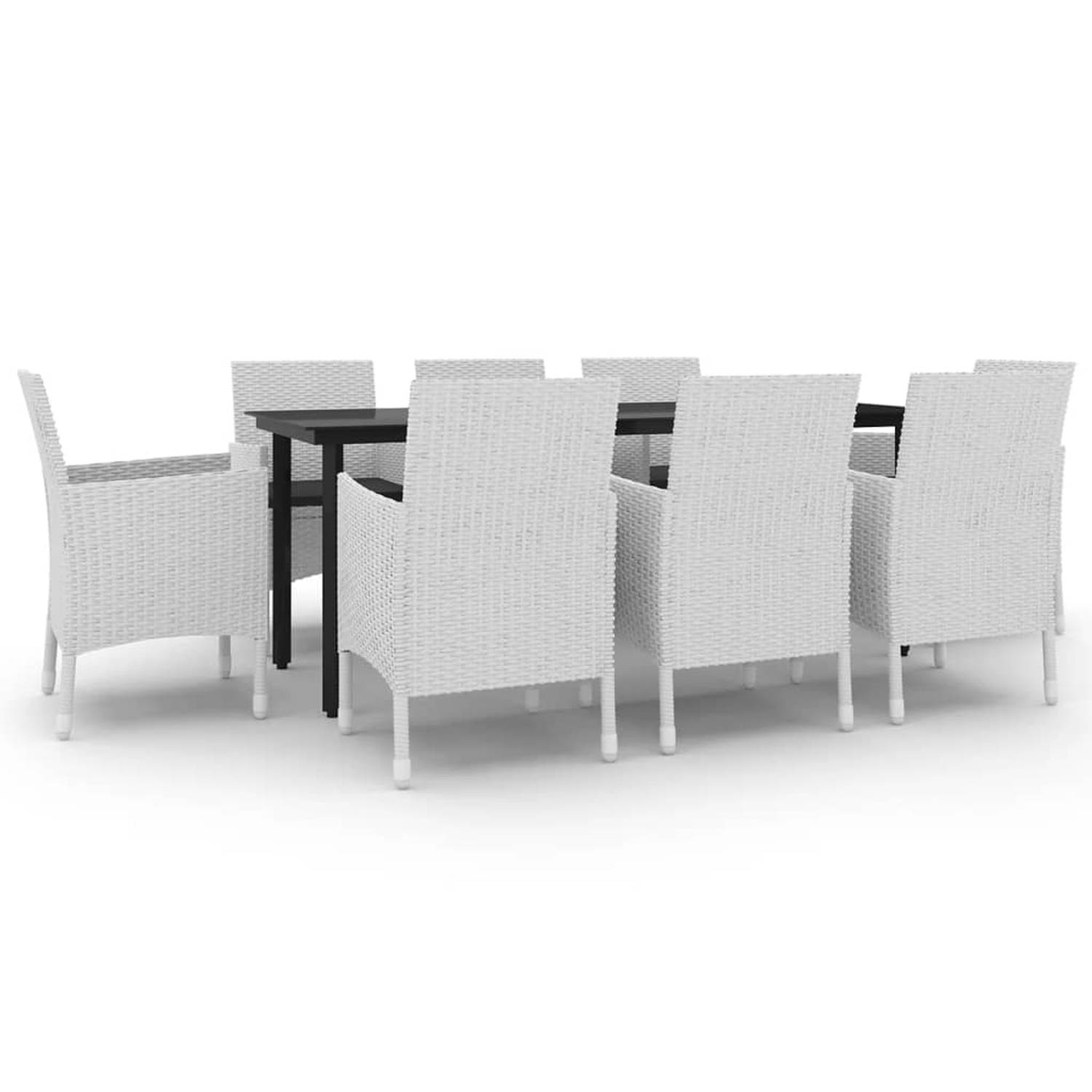 The Living Store Eethoek - Witte poly rattan - 200 x 100 x 74 cm - Weerbestendig