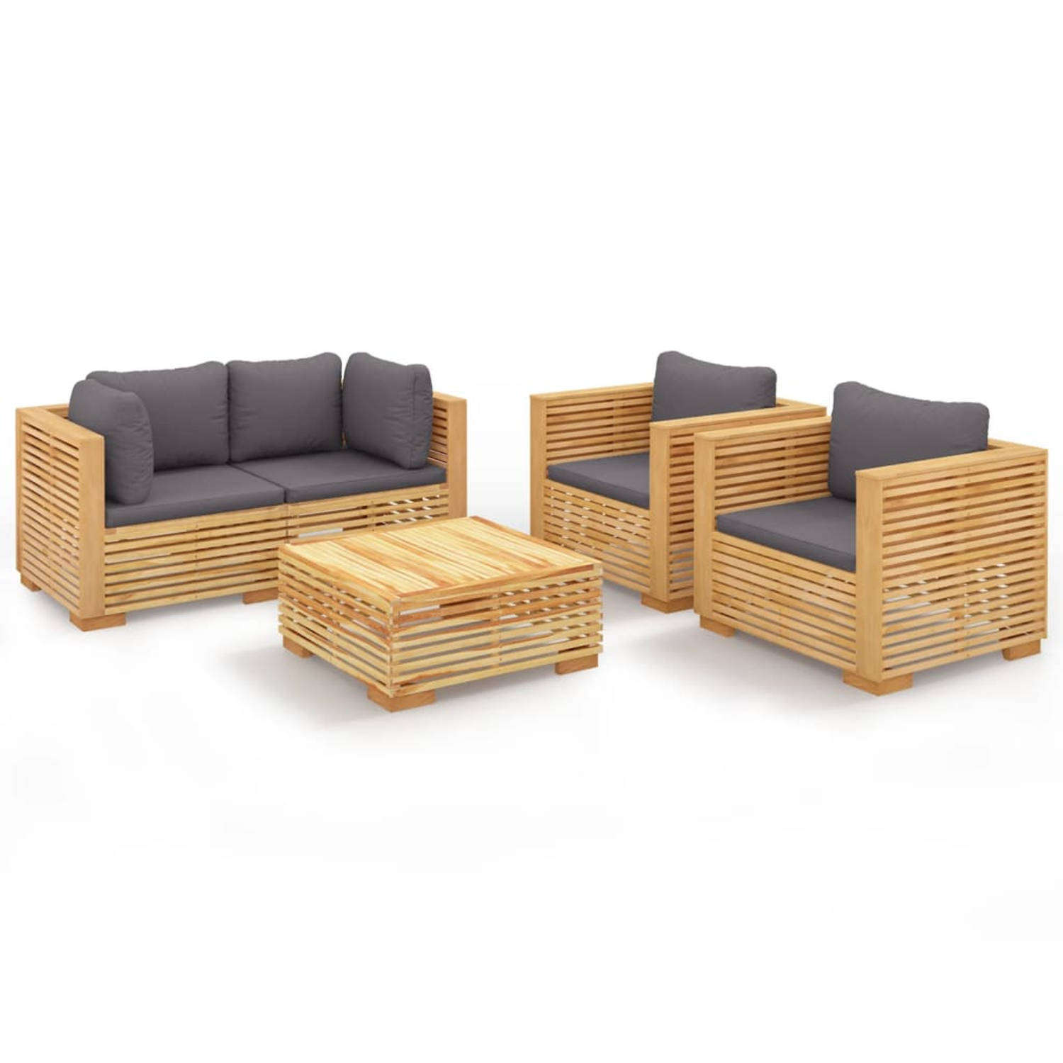 The Living Store Houten Loungeset - Tuin - 69.5 x 69.5 x 60 cm - Teakhout