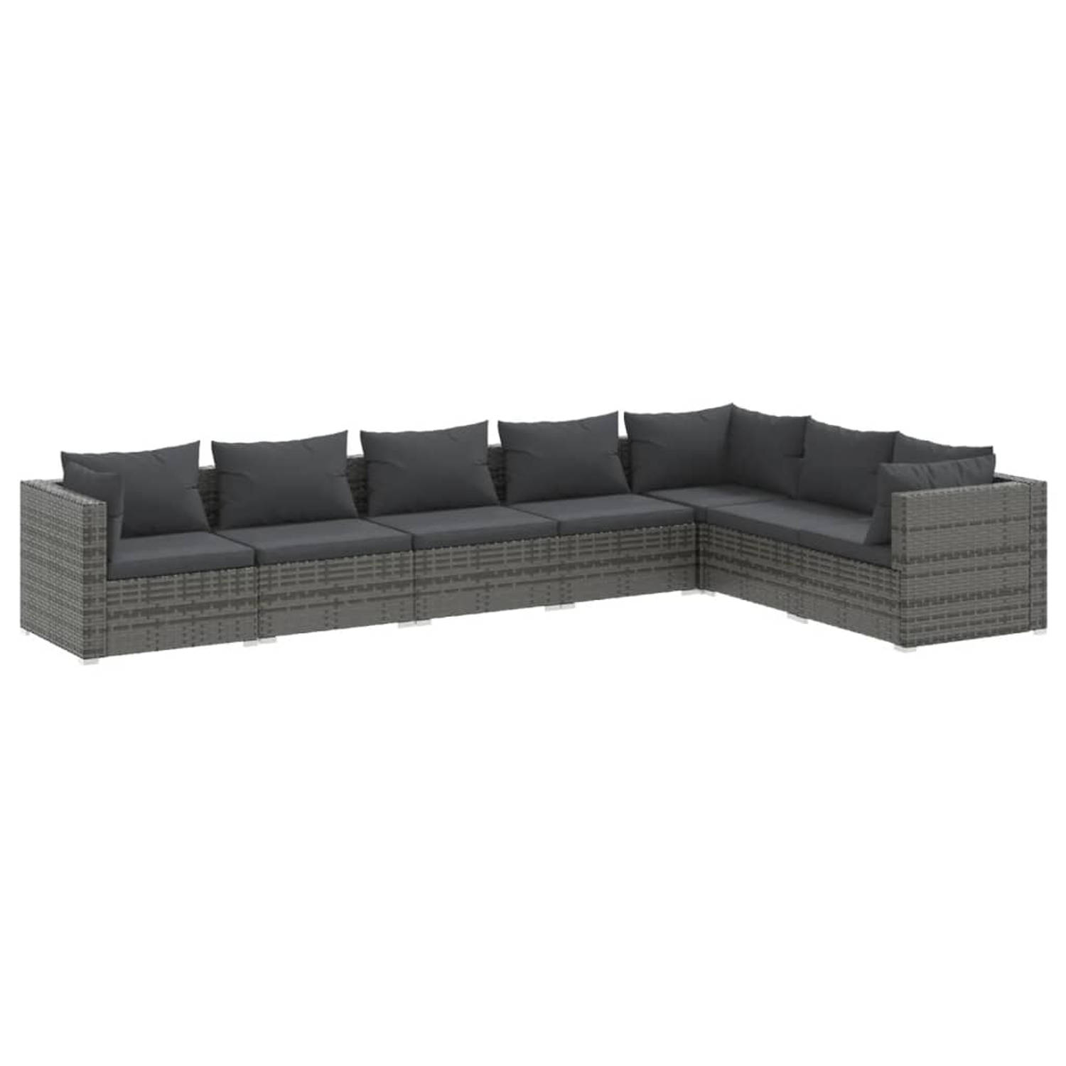 The Living Store Loungeset - Comfort - Tuinmeubelen - 70x70x60.5 cm - Grijs - PE-rattan