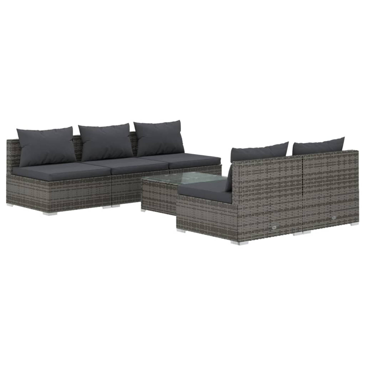 The Living Store Poly Rattan Tuinset - 60x60x30 cm - Grijs