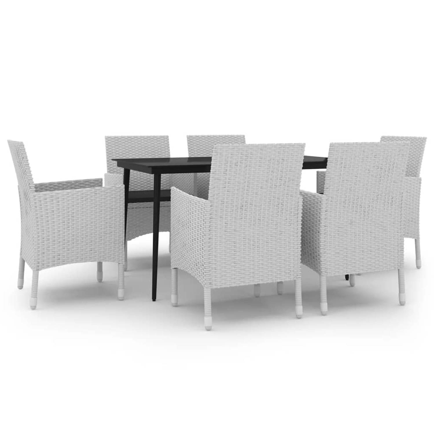 The Living Store Tuinset - PE-rattan - Staal - Zwart - 140x70x74 cm - 61x60x88 cm - Waterbestendig