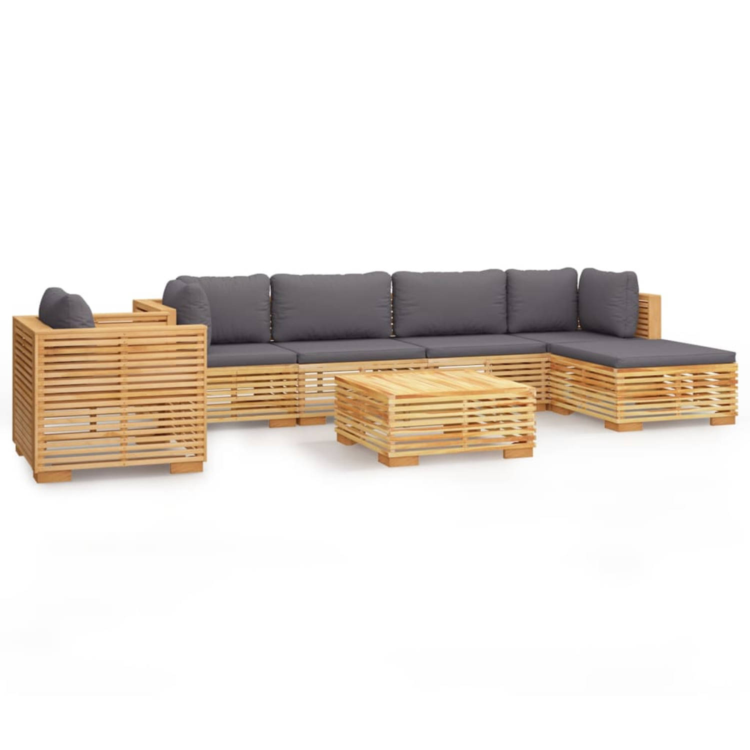The Living Store Loungeset Teakhout - Tuinmeubelen - 69.5x69.5x60 cm - Massief materiaal - Comfortabele kussens -