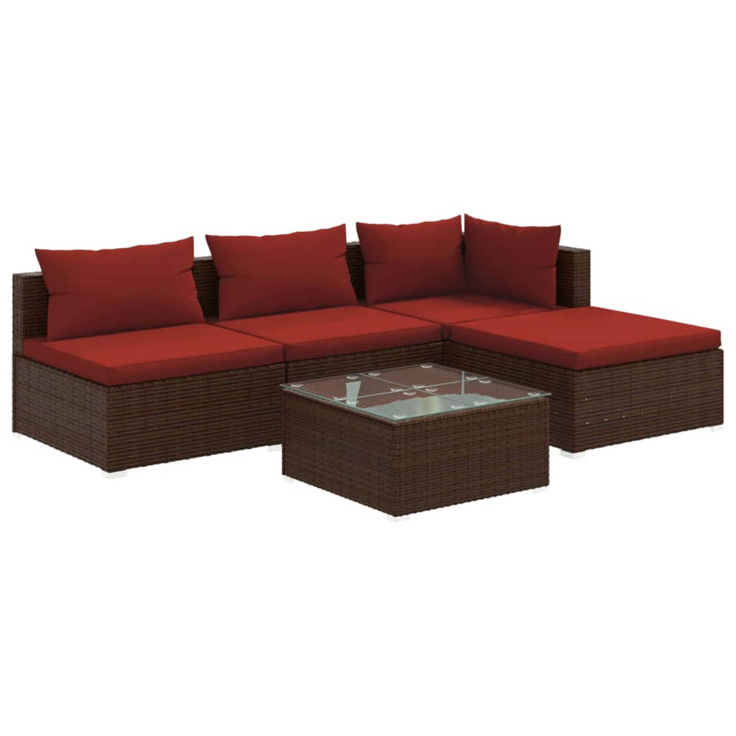 The Living Store Loungeset Hoekbank Bruin - 70 x 70 x 60.5 cm - Stevig frame