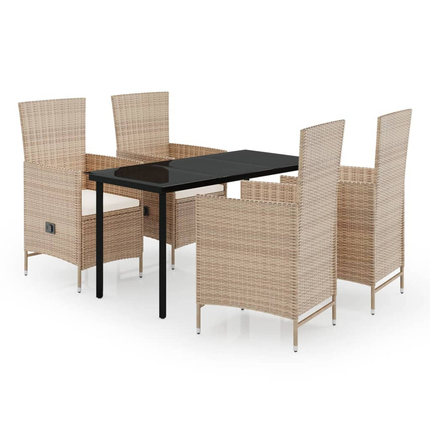 The Living Store Tuinmeubelset - Rattan - Beige/Zwart - 140x70x74 cm - Incl - kussens