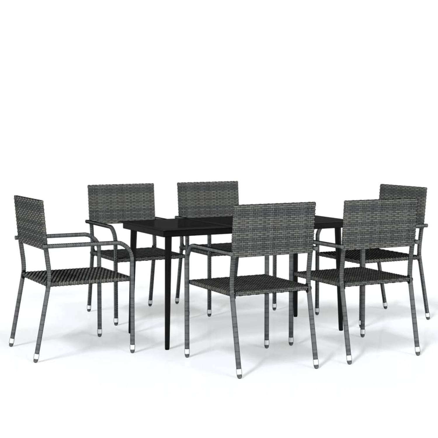 The Living Store Tuinset - Zwart - 140 x 70 x 74 cm - Stapelbare stoelen