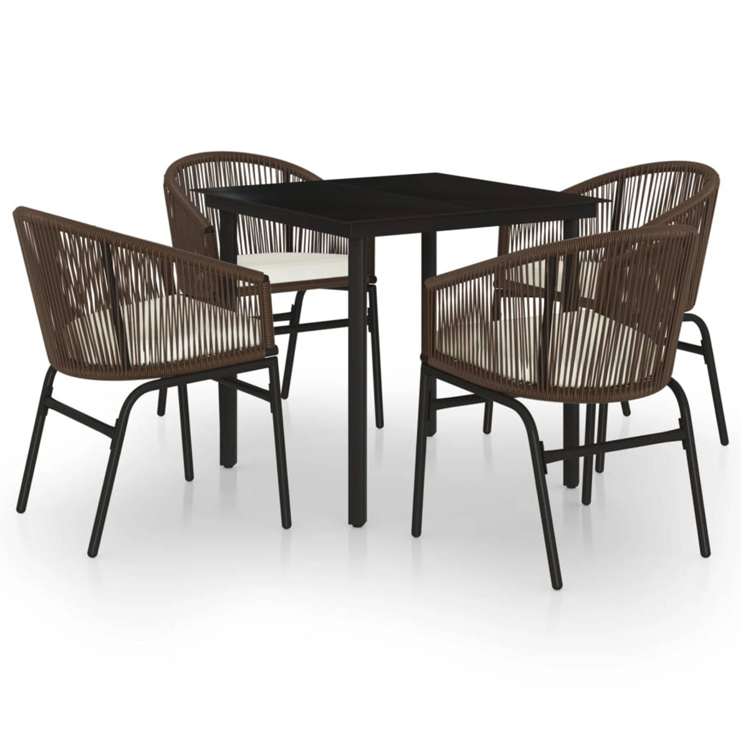 The Living Store Tuinset - Zwart - 80 x 80 x 74 cm - PVC-rattan